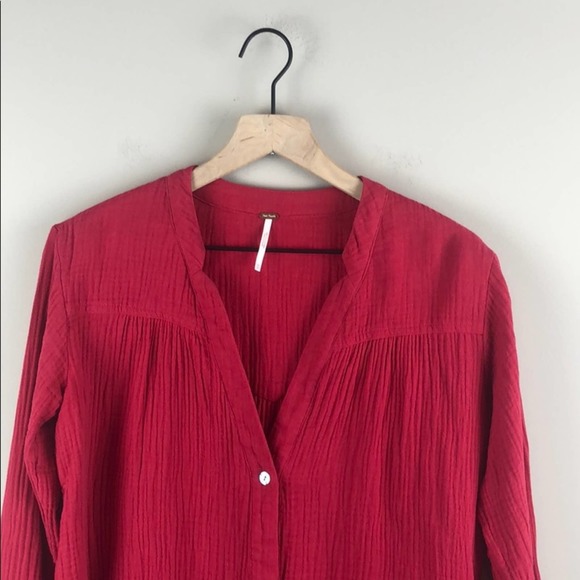 Free People Gauzy V-Neck Top (XS) - Picture 3 of 6